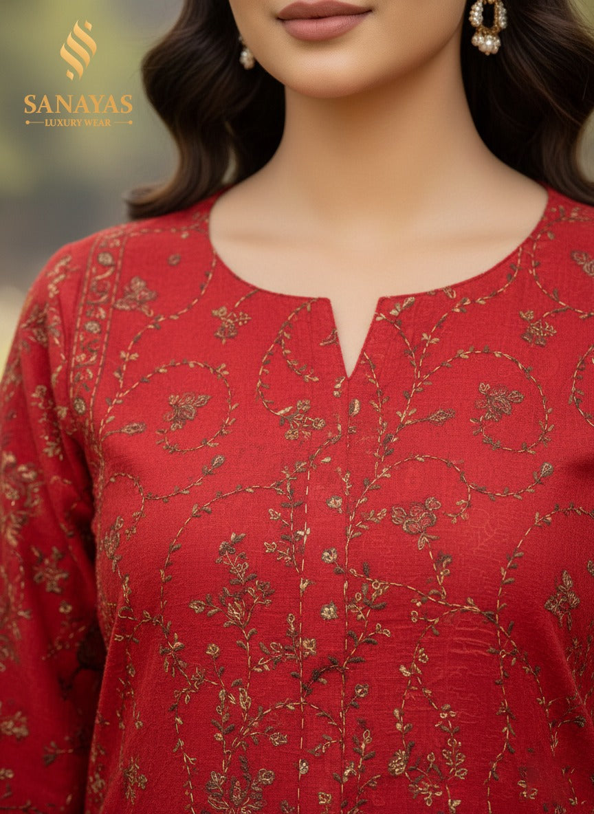 Sanyas Anari Red Kurta