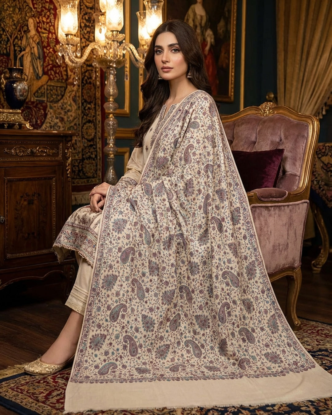 Kaniwool Off White Shawl