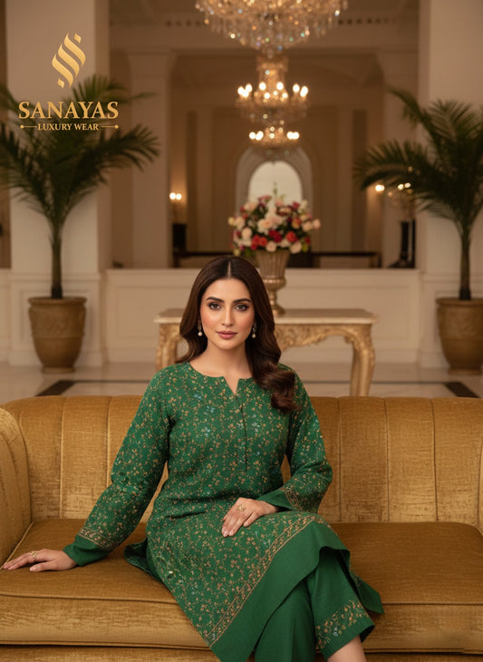 Deep forest green kurta