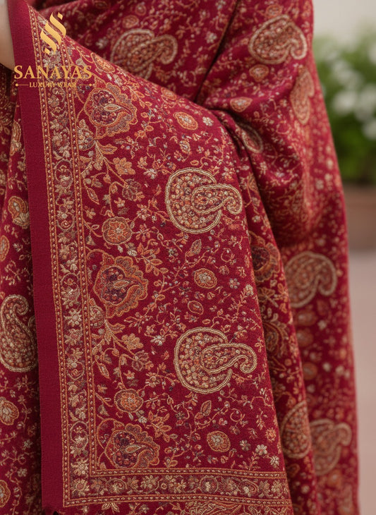 Kaniwool Deep Maroon Shawl