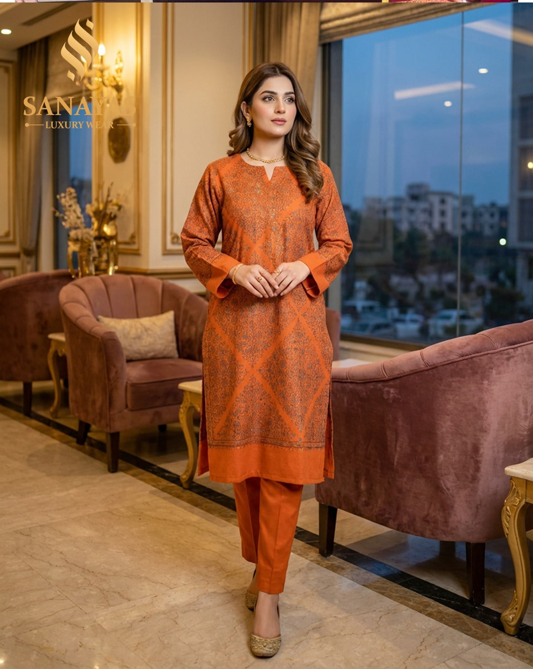 Sanayas Bright Orange Kurta